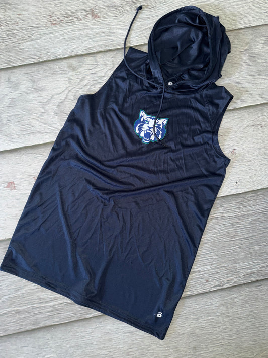 Adult medium Navy dri fit sleeveless hooded tee