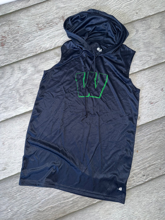 Adult medium  Navy dri fit sleeveless hooded tee