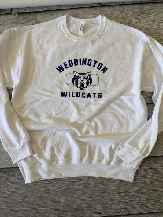 Adult large white crewneck weddington Wildcats